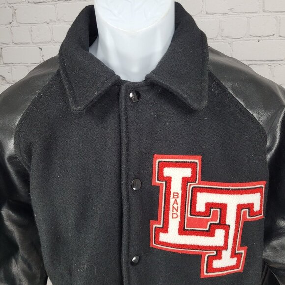 Awards USA Black Retro Letterman Varsity Band Jacket USA Made Size Medium M - Picture 5 of 11